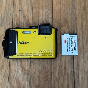 Nikon Coolpix AW130 Yellow Waterproof Digital Camera 5x Zoom WiFi GPS -FOR PARTS